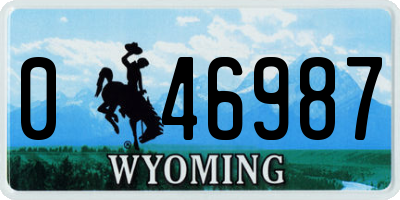 WY license plate 046987