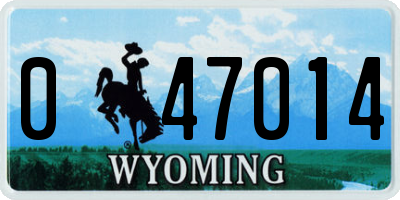 WY license plate 047014