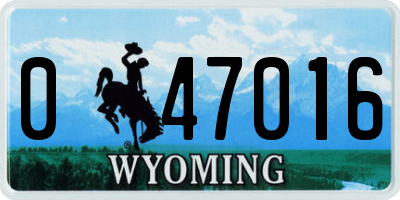 WY license plate 047016