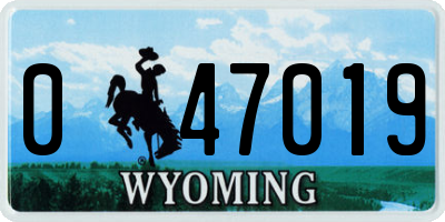 WY license plate 047019