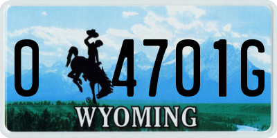 WY license plate 04701G