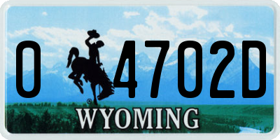 WY license plate 04702D