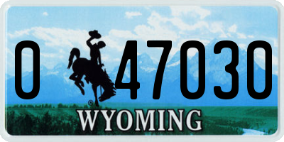 WY license plate 047030