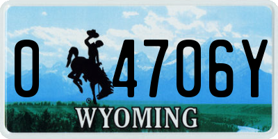 WY license plate 04706Y