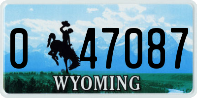 WY license plate 047087