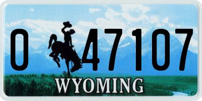 WY license plate 047107