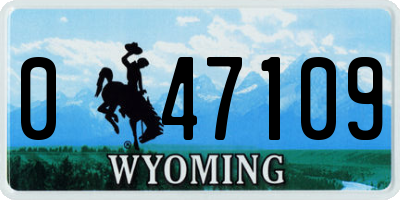 WY license plate 047109