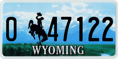 WY license plate 047122