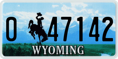 WY license plate 047142