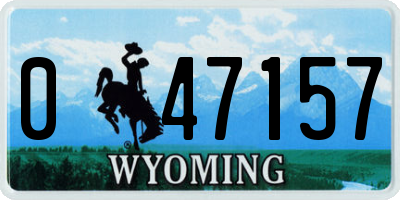 WY license plate 047157