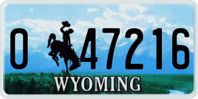 WY license plate 047216