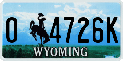 WY license plate 04726K