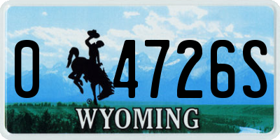 WY license plate 04726S