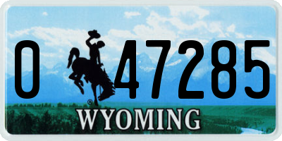 WY license plate 047285