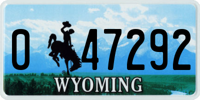 WY license plate 047292