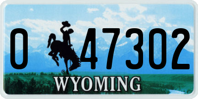 WY license plate 047302