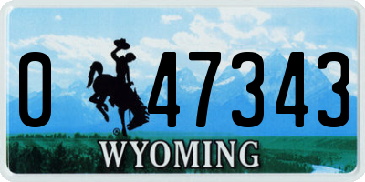 WY license plate 047343