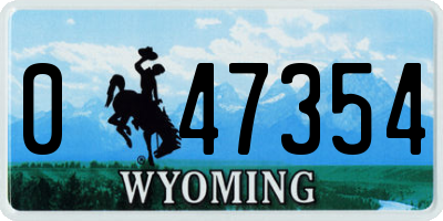 WY license plate 047354