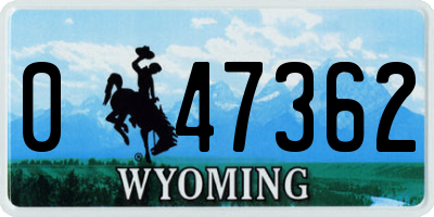 WY license plate 047362