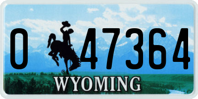 WY license plate 047364