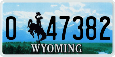 WY license plate 047382