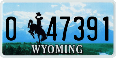 WY license plate 047391