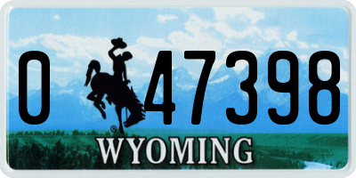 WY license plate 047398