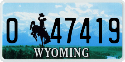 WY license plate 047419