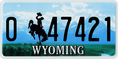WY license plate 047421