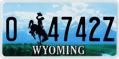 WY license plate 04742Z