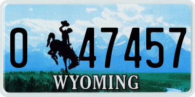 WY license plate 047457