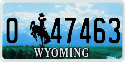 WY license plate 047463