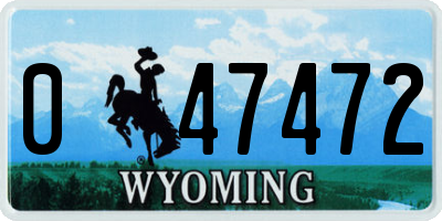 WY license plate 047472