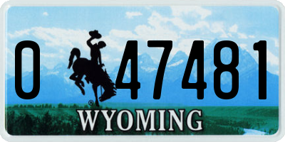 WY license plate 047481