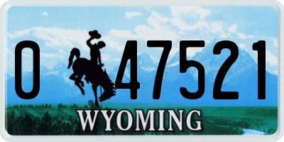 WY license plate 047521
