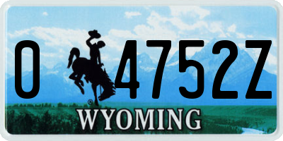WY license plate 04752Z
