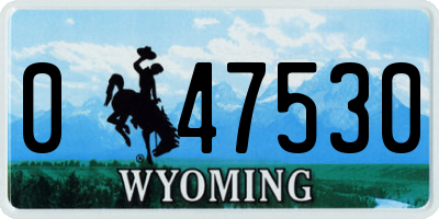 WY license plate 047530