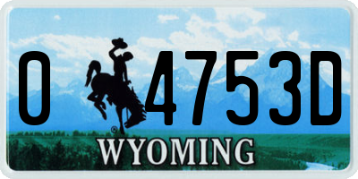 WY license plate 04753D