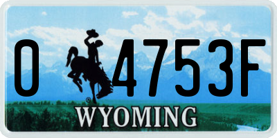 WY license plate 04753F