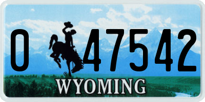 WY license plate 047542