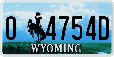 WY license plate 04754D