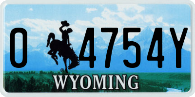 WY license plate 04754Y