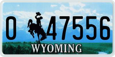 WY license plate 047556