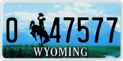 WY license plate 047577