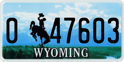 WY license plate 047603
