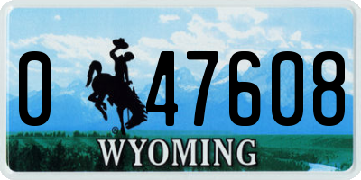 WY license plate 047608