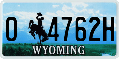 WY license plate 04762H