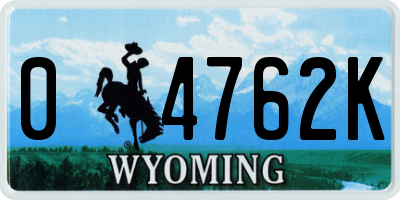 WY license plate 04762K