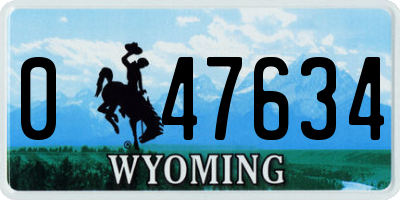 WY license plate 047634