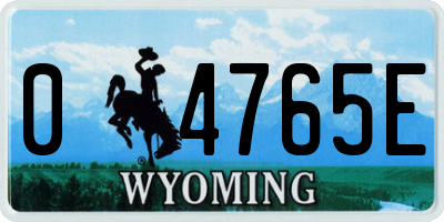 WY license plate 04765E